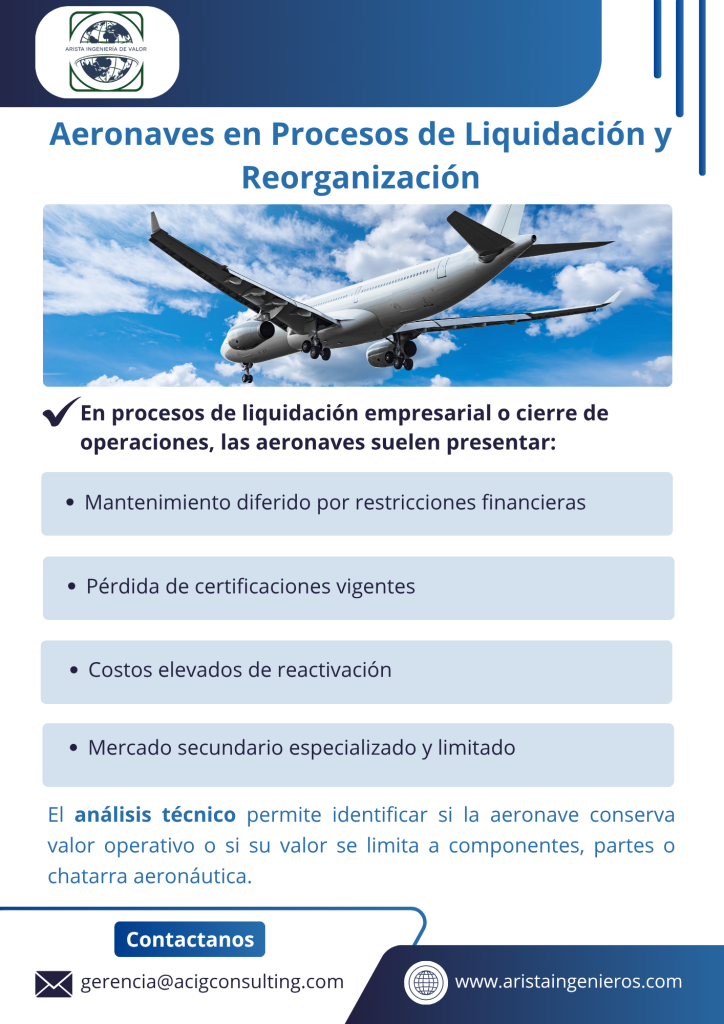 El análisis técnico permite identificar si la aeronave conserva valor operativo o si su valor se limita a componentes, partes o chatarra aeronáutica.