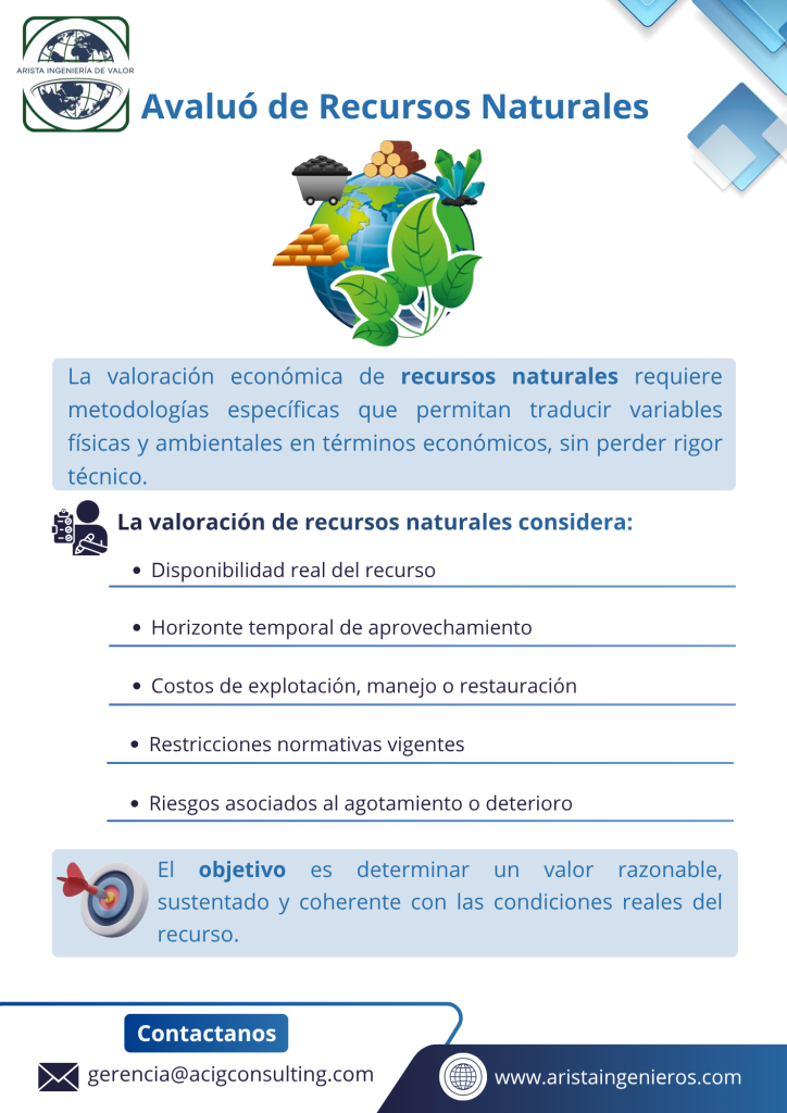El avaluó de recursos naturales requiere metodologías específicas que permitan traducir variables físicas y ambientales en términos económicos, sin perder rigor técnico.